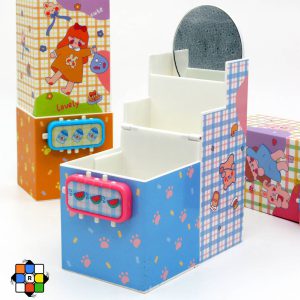 جامدادی رومیزی 3 تکه قفل دار آینه دار دخترانه