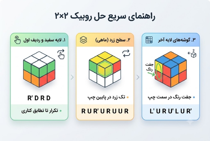 راهنمای سریع حل روبیک دو در دو